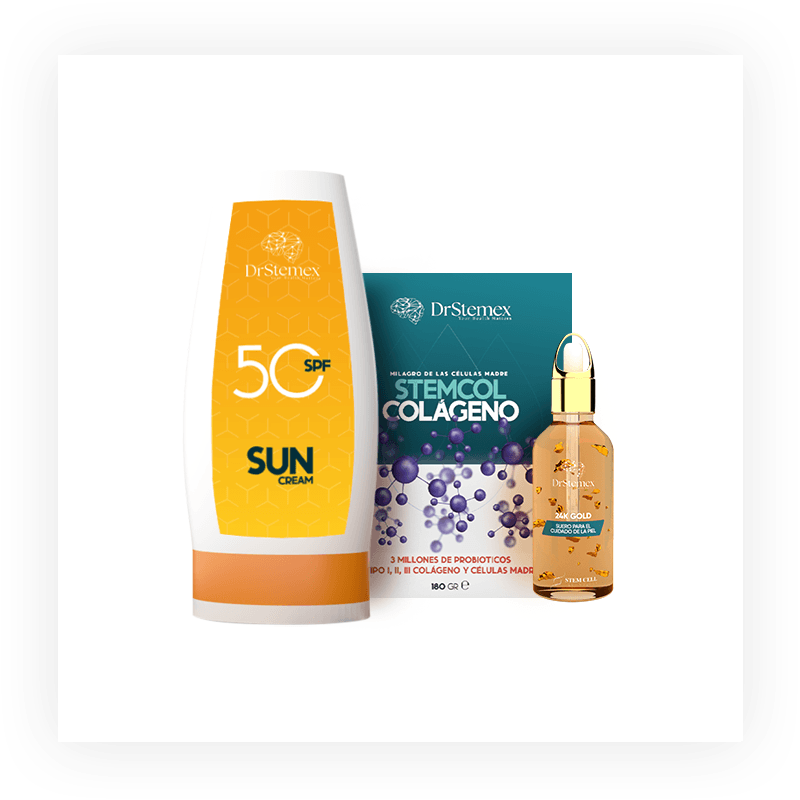 COLLAGEN DR STEMEX + SUN CREAM + 24K GOLD SERUM - drstemex